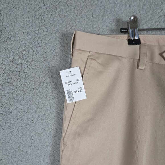 Jos A Bank Pants Mens Size 34x32 Tan 100% Cotton Wrinkle Resistant Straight Fit - Picture 7 of 11